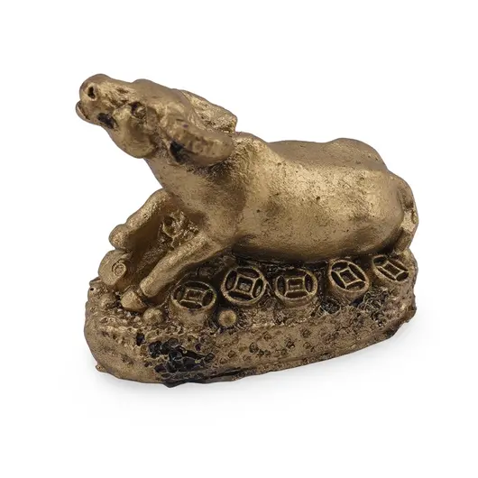 Statueta Feng Shui Bivol mediu cu Ru yi din rasina, 4cm, imagine 2