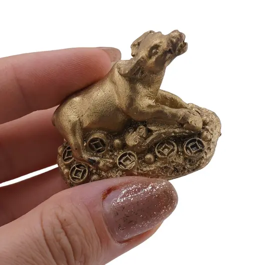 Statueta Feng Shui Bivol mediu cu Ru yi din rasina, 4cm, imagine 3
