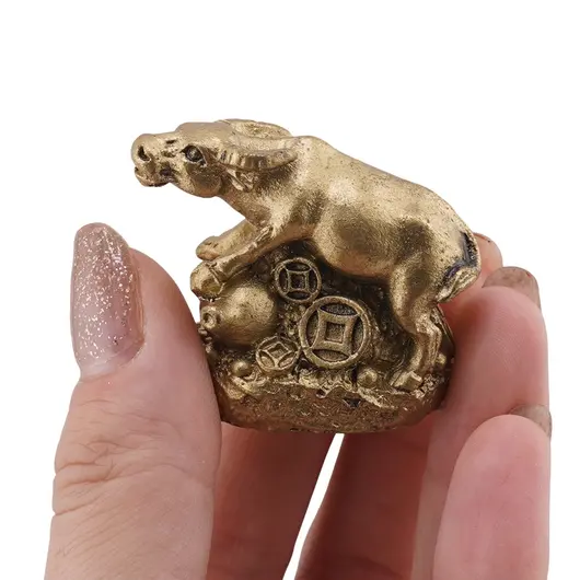 Statueta Feng Shui Bivol mediu cu Wu lou din rasina, 4cm, imagine 3