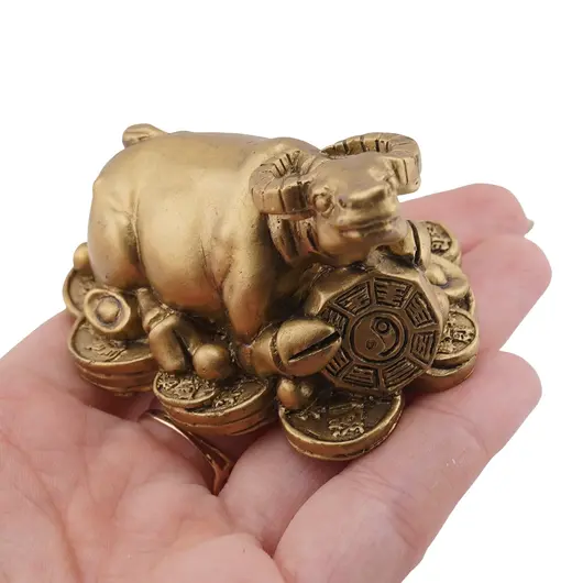 Statueta Feng Shui Bivol si Bagua din rasina, 7cm, imagine 3