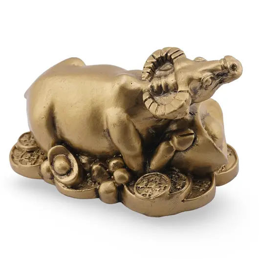 Statueta Feng Shui Bivol si pepita din rasina, 7cm, imagine 2