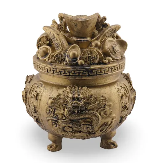 Statueta Feng Shui Bolul prosperitatii cu Dragon din rasina, 11cm, imagine 2
