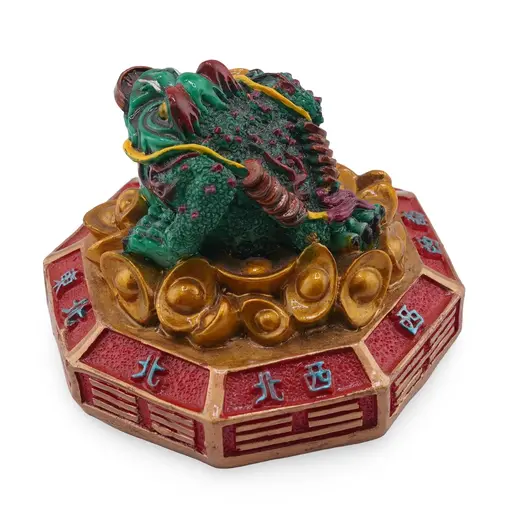Statueta Feng Shui Broasca raioasa cu pepite pe baza hexagonala, 7cm, imagine 2