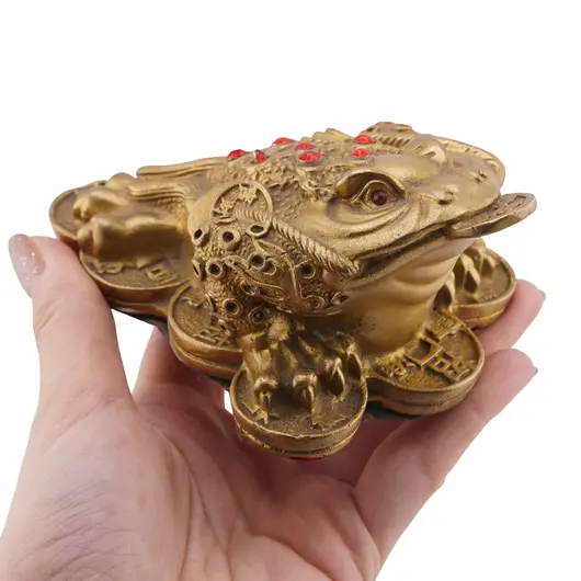 Statueta Feng Shui Broasca raioasa cu trei picioare din alama, 12,5cm, imagine 3