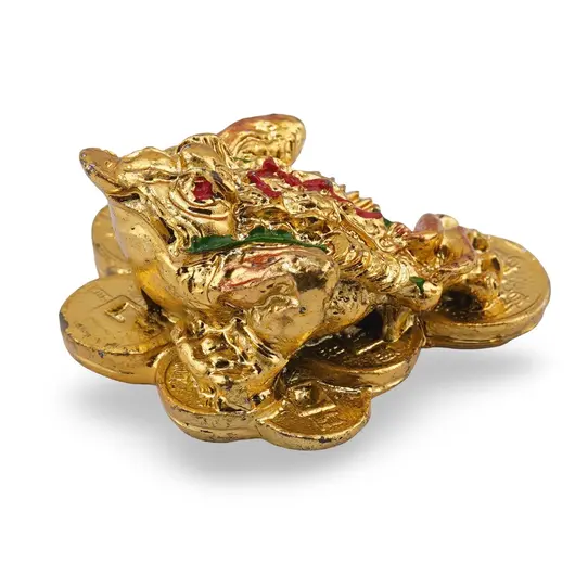 Statueta Feng Shui Broasca testoasa cu trei picioare aurie din rasina, 5cm, imagine 2