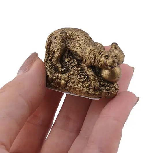 Statueta Feng Shui Tigru cu Wu lou din rasina, 4cm, imagine 3