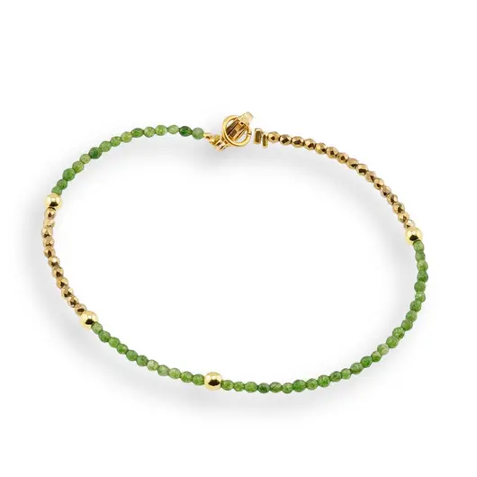 Bratara Agat verde, Hematit auriu sfere fatetate 2mm si bumbi aurii