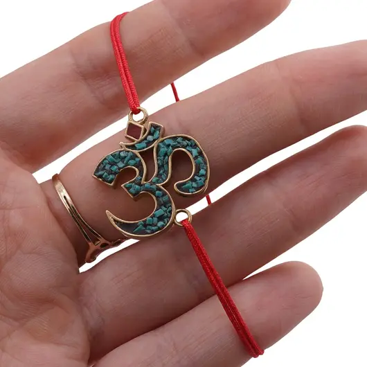 Bratara Therapy cu charm OM turcoaz, 20mm, imagine 3