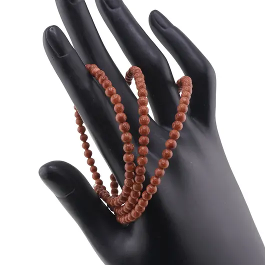 Bratara tripla ajustabila cu pietre semipretioase, Goldstone sfere 4mm, imagine 2