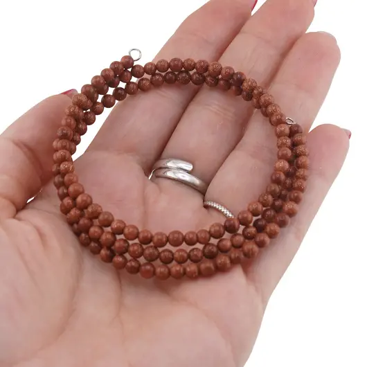 Bratara tripla ajustabila cu pietre semipretioase, Goldstone sfere 4mm, imagine 3