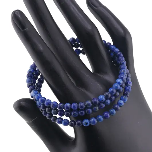 Bratara tripla ajustabila cu pietre semipretioase, Lapis lazuli sfere 4mm, imagine 2