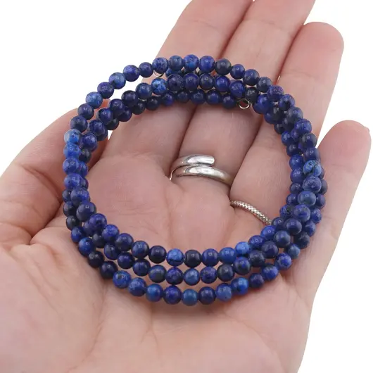 Bratara tripla ajustabila cu pietre semipretioase, Lapis lazuli sfere 4mm, imagine 3