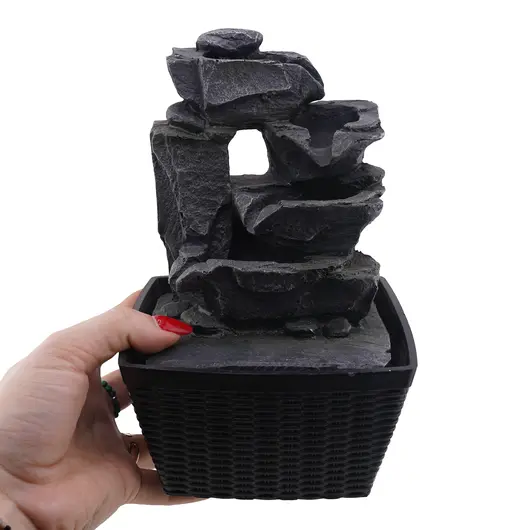 Fantana arteziana electrica, decoratiune Feng Shui pentru interior, model roca neagra, imagine 3