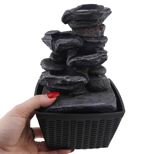 Fantana arteziana electrica, decoratiune Feng Shui pentru interior, model stanca neagra, imagine 3