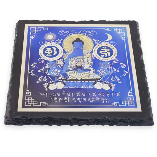 Placa Feng Shui din piatra cu Buddha Medicine albastru, imagine 2