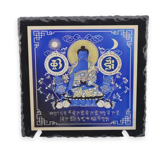 Placa Feng Shui din piatra cu Buddha Medicine albastru