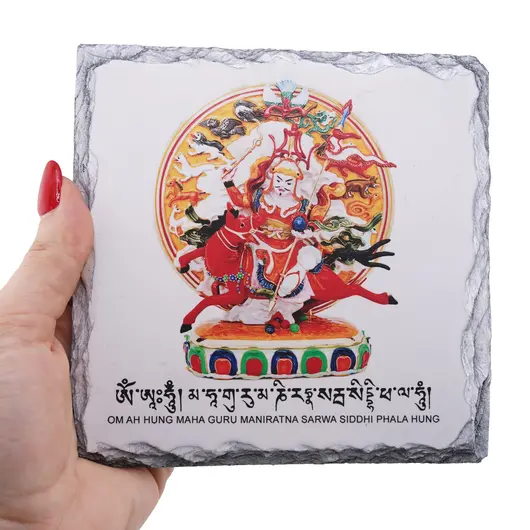 Placa Feng Shui din piatra cu regele Gesar din Ling, imagine 3