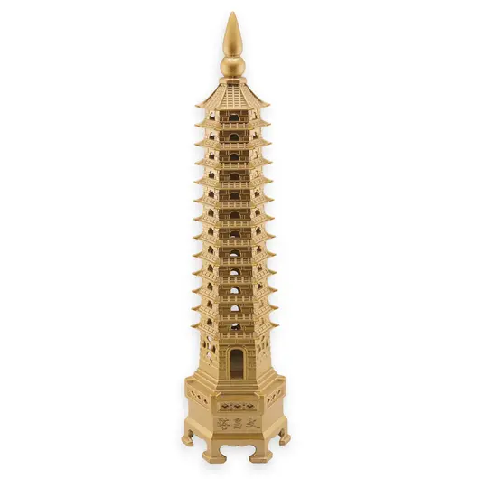 Statueta pagoda cu 13 nivele din metal auriu, 30cm