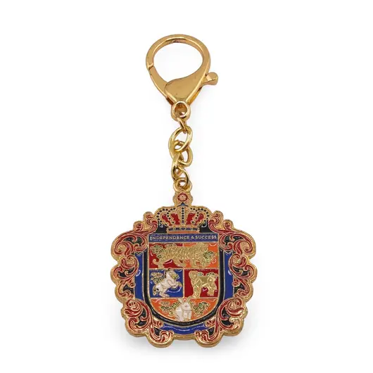 Amuleta Breloc Feng Shui cu caine Fu pentru independenta si succes din metal, 12cm, imagine 2