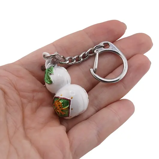Amuleta Breloc Feng Shui cu Wu lou alb din metal, 10cm, imagine 3