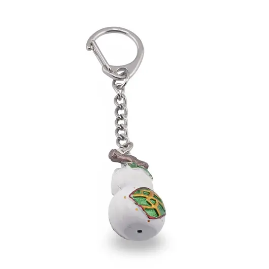 Amuleta Breloc Feng Shui cu Wu lou alb din metal, 10cm