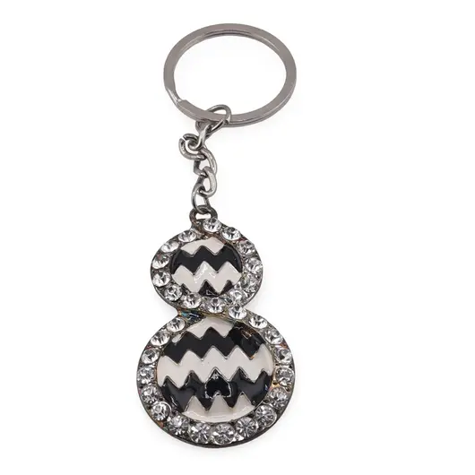 Amuleta Breloc Feng Shui cu Wu lou cu strasuri din metal, 11cm