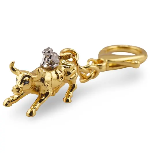 Amuleta Feng Shui Bivol si Sobolan din metal, 10cm, imagine 2