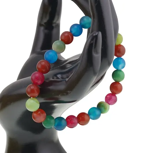 Bratara Agat colorat 8mm, pe elastic, 19cm, imagine 2
