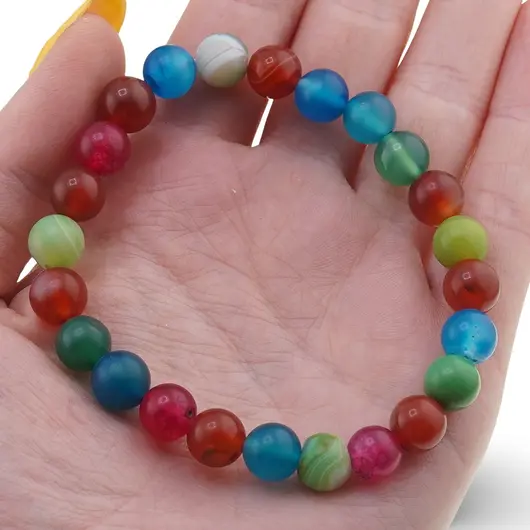 Bratara Agat colorat 8mm, pe elastic, 19cm, imagine 3