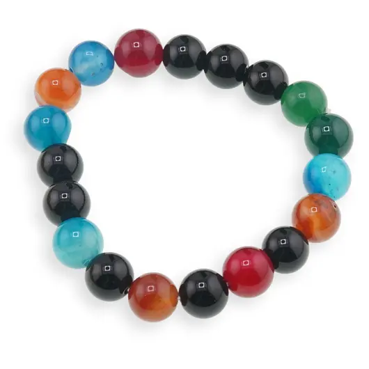 Bratara din Agat colorat si Onix 10mm, pe elastic, 19cm
