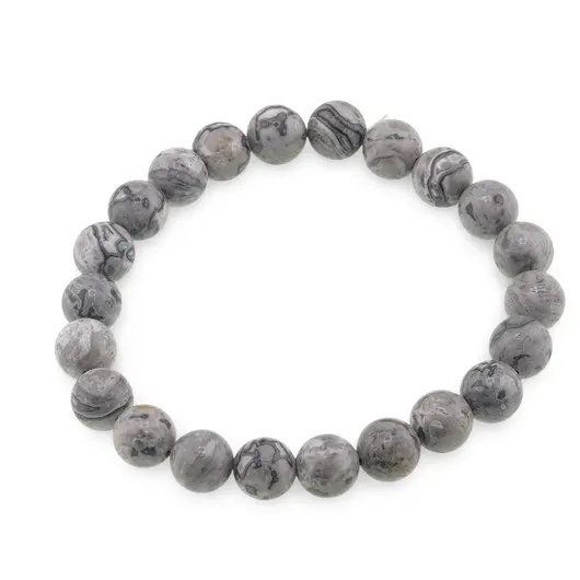 Bratara din Jasp earth 8-9mm, pe elastic, 19cm