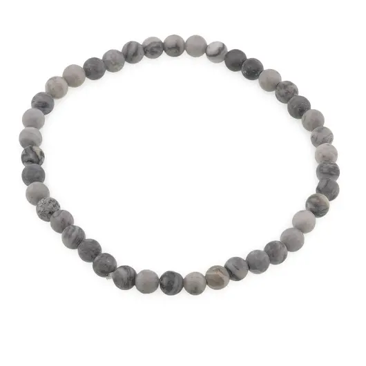 Bratara din Jasp earth mat 4-5mm, pe elastic, 19cm