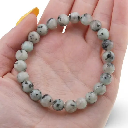 Bratara din Jasp kiwi 8mm, pe elastic, 19cm, imagine 3