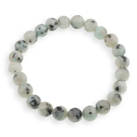 Bratara din Jasp kiwi 8mm, pe elastic, 19cm