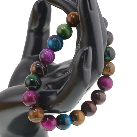 Bratara din Ochi de tigru colorat 10mm, pe elastic, 19cm, imagine 2