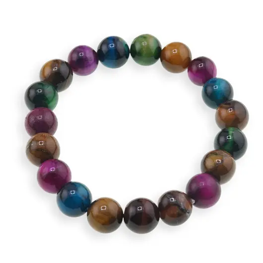 Bratara din Ochi de tigru colorat 10mm, pe elastic, 19cm