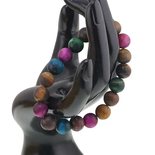 Bratara din Ochi de tigru colorat mat 10mm, pe elastic, 19cm, imagine 2