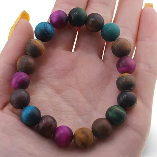 Bratara din Ochi de tigru colorat mat 10mm, pe elastic, 19cm, imagine 3