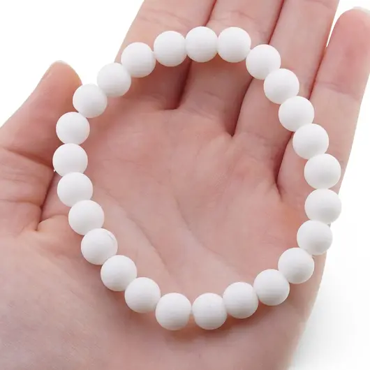 Bratara din Onix alb mat 8mm, pe elastic, 19cm, imagine 3