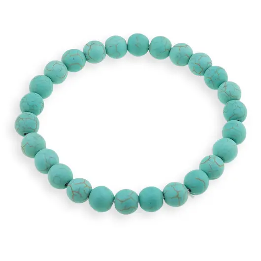 Bratara Turcoaz mat 8mm, pe elastic, 19cm