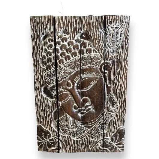 Decoratiune din lemn Ganesha sculptata, din patru parti