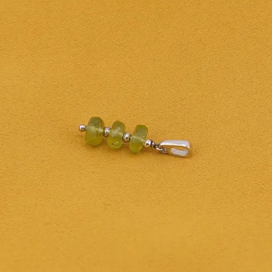 Pandantiv din Peridot discuri fatetate, bumbi si argint 925, 5-6mm, imagine 2