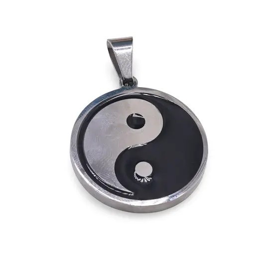 Pandantiv Feng Shui Ying Yang argintiu, 25mm