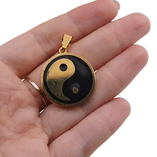Pandantiv Feng Shui Ying Yang auriu, 25mm, imagine 3