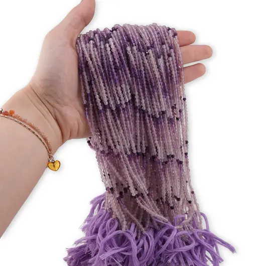 Sirag Ametist degrade sfere fatetate 3mm, 31-32cm, imagine 3
