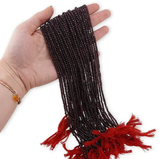 Sirag Granat rhodolit sfere fatetate 3mm, 31-32cm, imagine 3