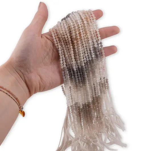 Sirag Piatra lunii gri degrade sfere fatetate 4mm, 31-32cm, imagine 3