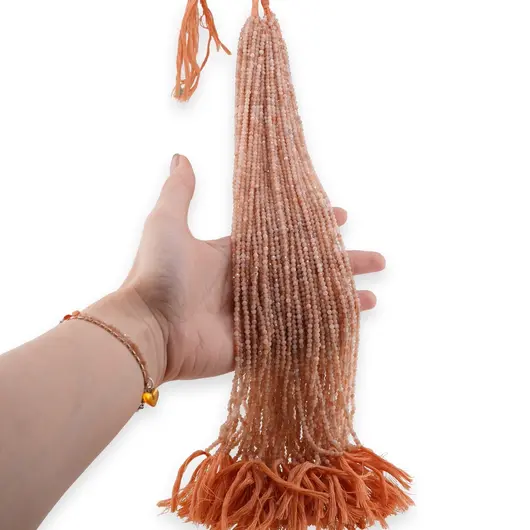 Sirag Piatra lunii piersica sfere fatetate 3mm, 30-31cm, imagine 2