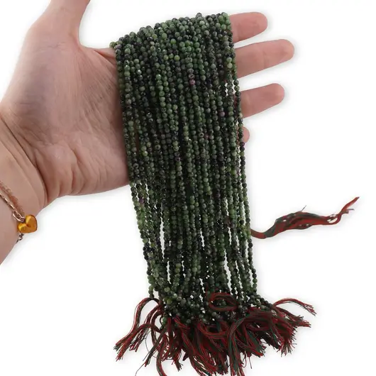 Sirag Rubin in zoisit sfere fatetate 3mm, 31-32cm, imagine 3