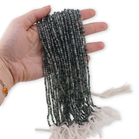 Sirag Turmalina albastra sfere fatetate 3mm, 31-32cm, imagine 3
